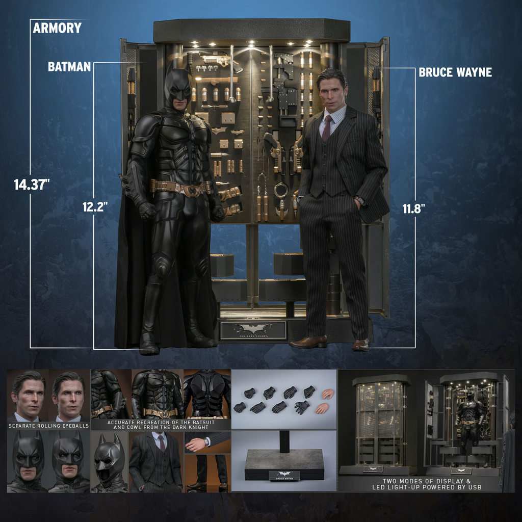Batman Armory com Bruce Wayne (2.0) - BATMAN THE DARK KNIGHT - 1/6 Scale - Hot Toys