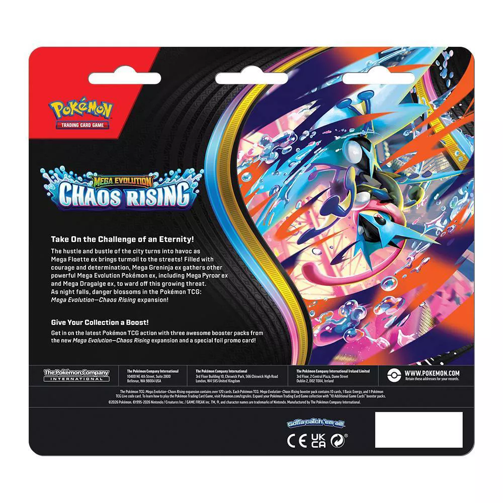 Pokemon TCG: Mega Evolution - Chaos Rising - 3-Pack Blister - Ingles