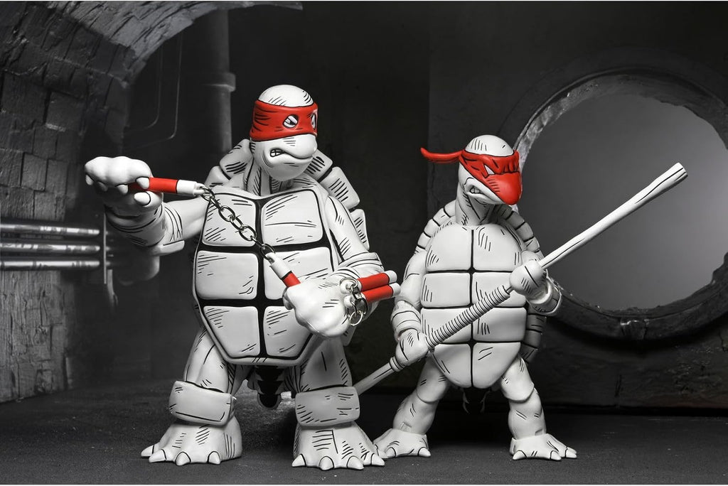 Figura Black and White First Turtles - 2 Pack - Mirage Comics - Teenage Mutant Ninja Turtles - 7