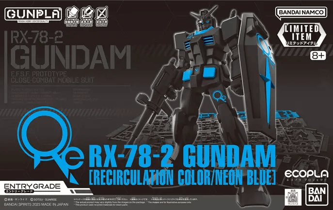Figura Model Kit Rx-78-2 Gundam (Recirculation Color Neon Blue) - Gundam - Entry Grade 1/144 - Bandai
