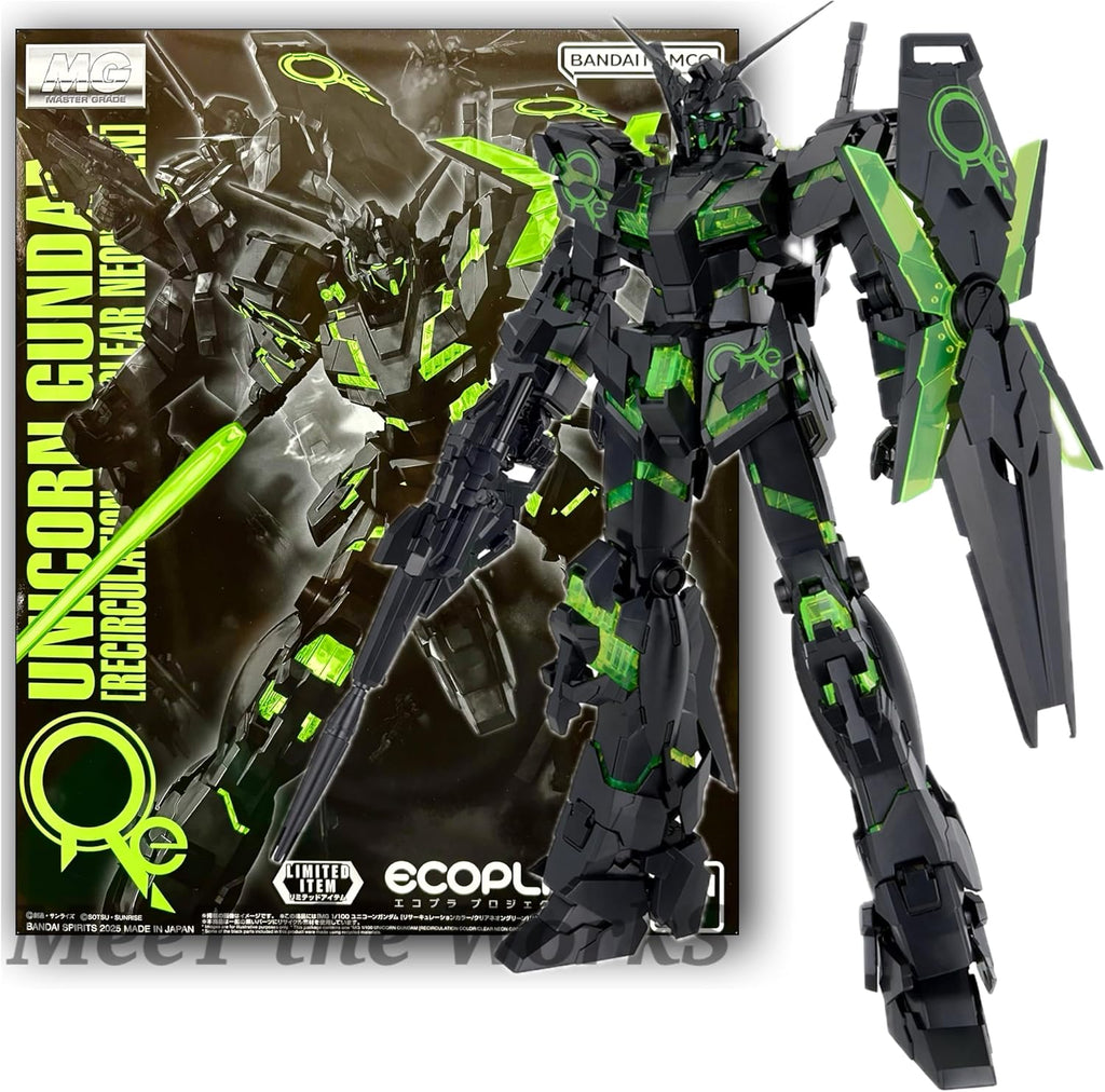 Figura Model Kit Unicorn Gundam (Recirculation Color Clear Neon Green) - Gundam - Mg 1/100 - Bandai