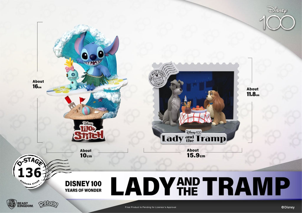Estátua A Dama e o Vagabundo - Disney 100 Years - D-Stage - Beast Kingdom