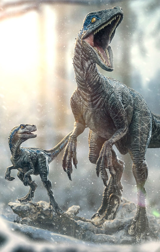 Estátua Blue and Beta Deluxe - Jurassic World: Dominion - Art Scale 1/10 - Iron Studios