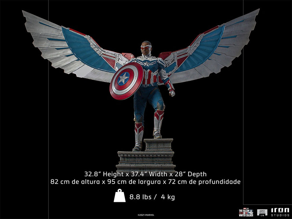 Estátua Capitão America Sam Wilson (Asas Abertas) - Falcão e o Soldado Invernar - Legacy Replica 1/4 - Iron Studios