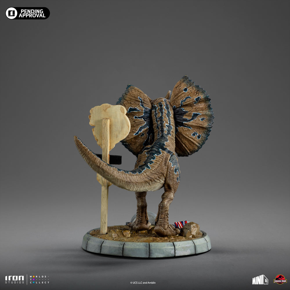 Estátua Dilofossauro - Jurassic Park - MiniCo - Iron Studios