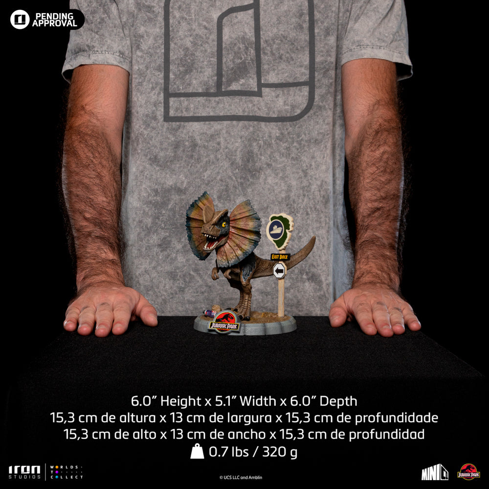 Estátua Dilofossauro - Jurassic Park - MiniCo - Iron Studios