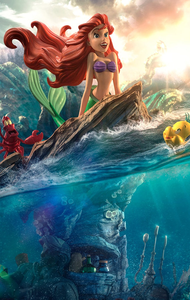 Estátua Pequena Sereia Deluxe - Disney 100Th - Pequena Sereia - Art Scale 1/10 - Iron Studios
