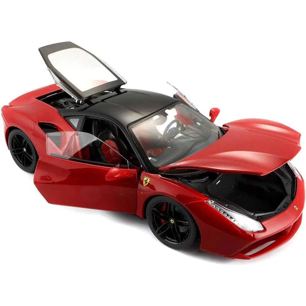 Veiculo Ferrari 488 GTB (Preta e Vermelha) 1/18 - Burago