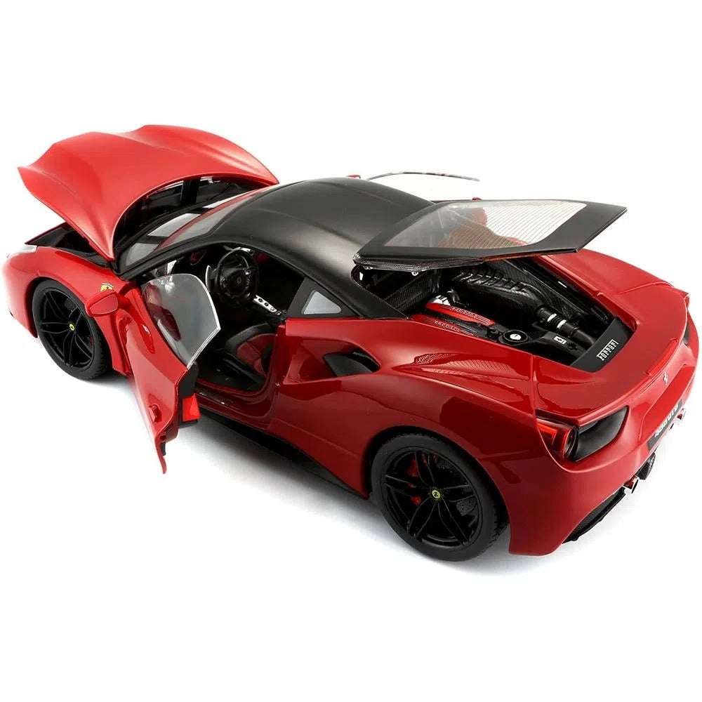 Veiculo Ferrari 488 GTB (Preta e Vermelha) 1/18 - Burago