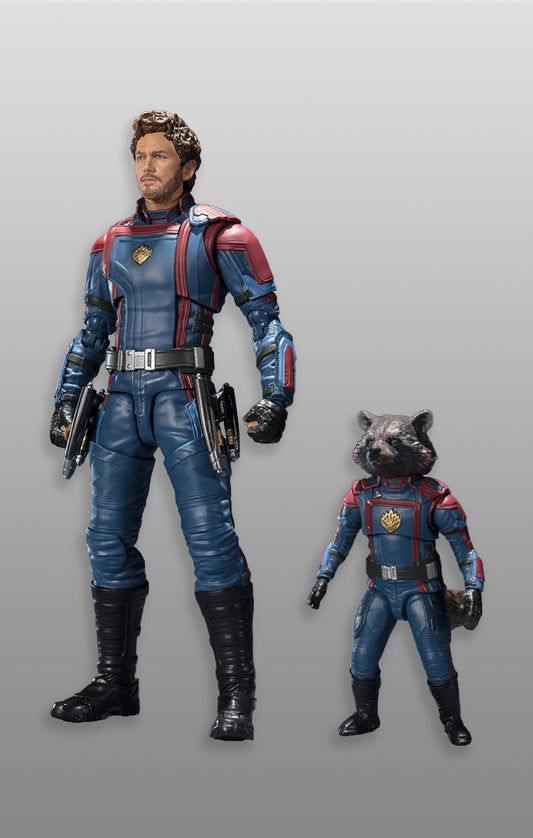 Figura Senhor das Estrelas e Rocket Raccoon - Guardiões da Galaxia vol 3 - S.H.Figuarts - Bandai