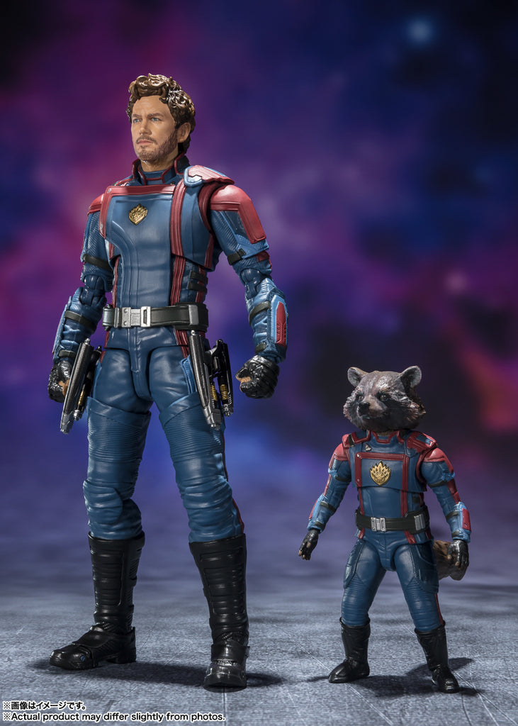 Figura Senhor das Estrelas e Rocket Raccoon - Guardiões da Galaxia vol 3 - S.H.Figuarts - Bandai