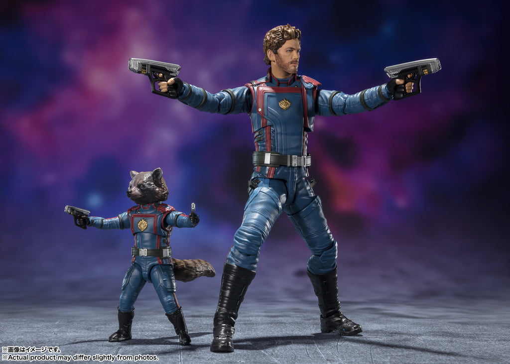 Figura Senhor das Estrelas e Rocket Raccoon - Guardiões da Galaxia vol 3 - S.H.Figuarts - Bandai