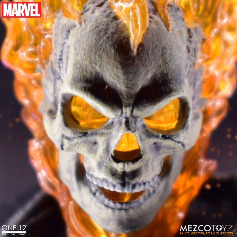 Figura Motoqueiro Fantasma e Moto Infernal Set - Marvel - 1/12 Collective - Mezco