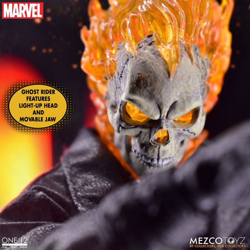 Figura Motoqueiro Fantasma e Moto Infernal Set - Marvel - 1/12 Collective - Mezco