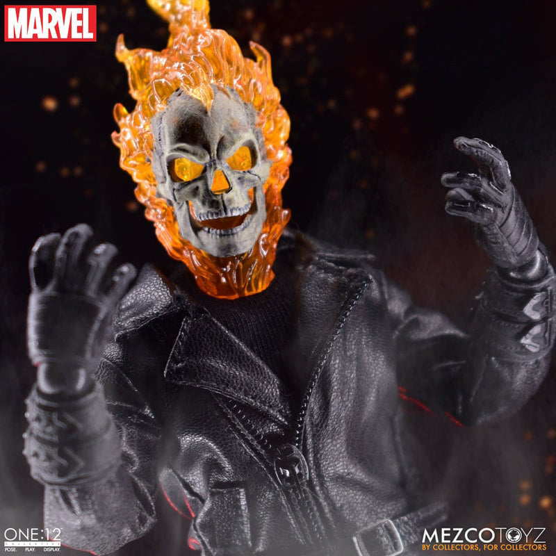 Figura Motoqueiro Fantasma e Moto Infernal Set - Marvel - 1/12 Collective - Mezco