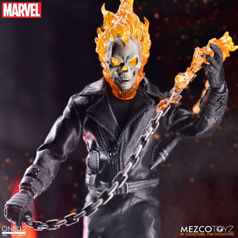 Figura Motoqueiro Fantasma e Moto Infernal Set - Marvel - 1/12 Collective - Mezco