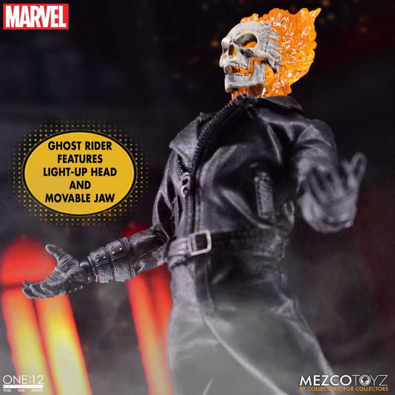 Figura Motoqueiro Fantasma e Moto Infernal Set - Marvel - 1/12 Collective - Mezco