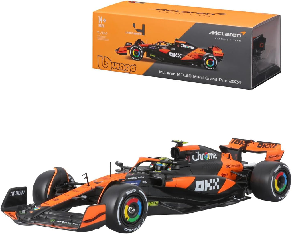 F-1 MCLAREN RACING MCL38 2024 NORRIS 4 COM PILOTO (SENNA) - 1/43 - Burago